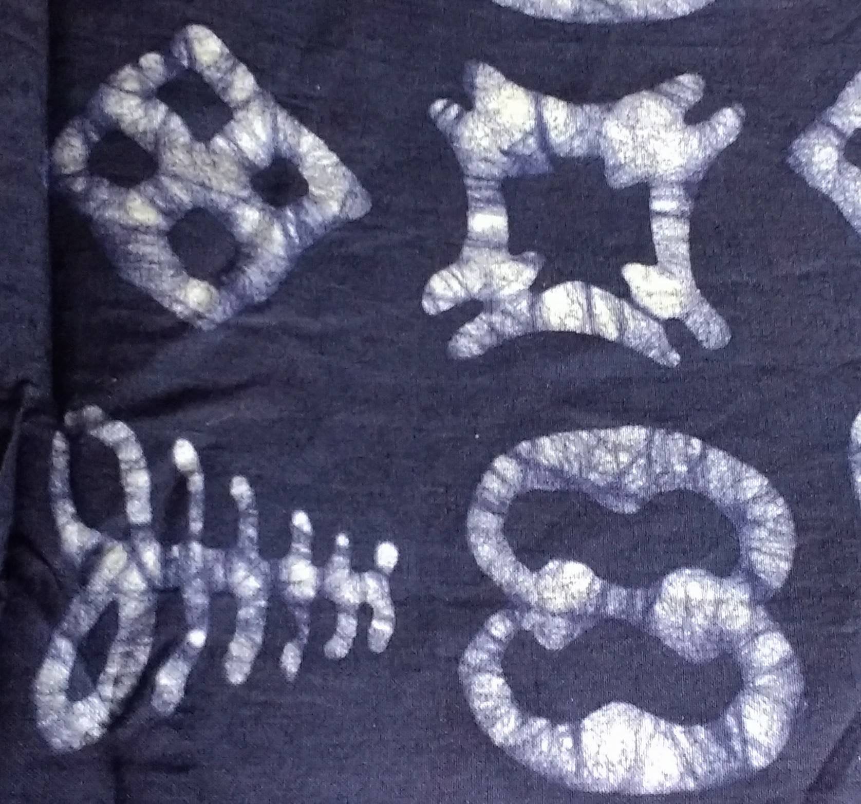 African Adinkra Fabric by the Yard Ghana Cotton Batik 4 Symbols ...