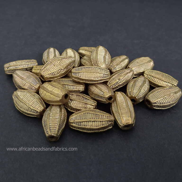 8 African Brass Beads Handmade Ghana Ashanti Craft Flat Bicones ...