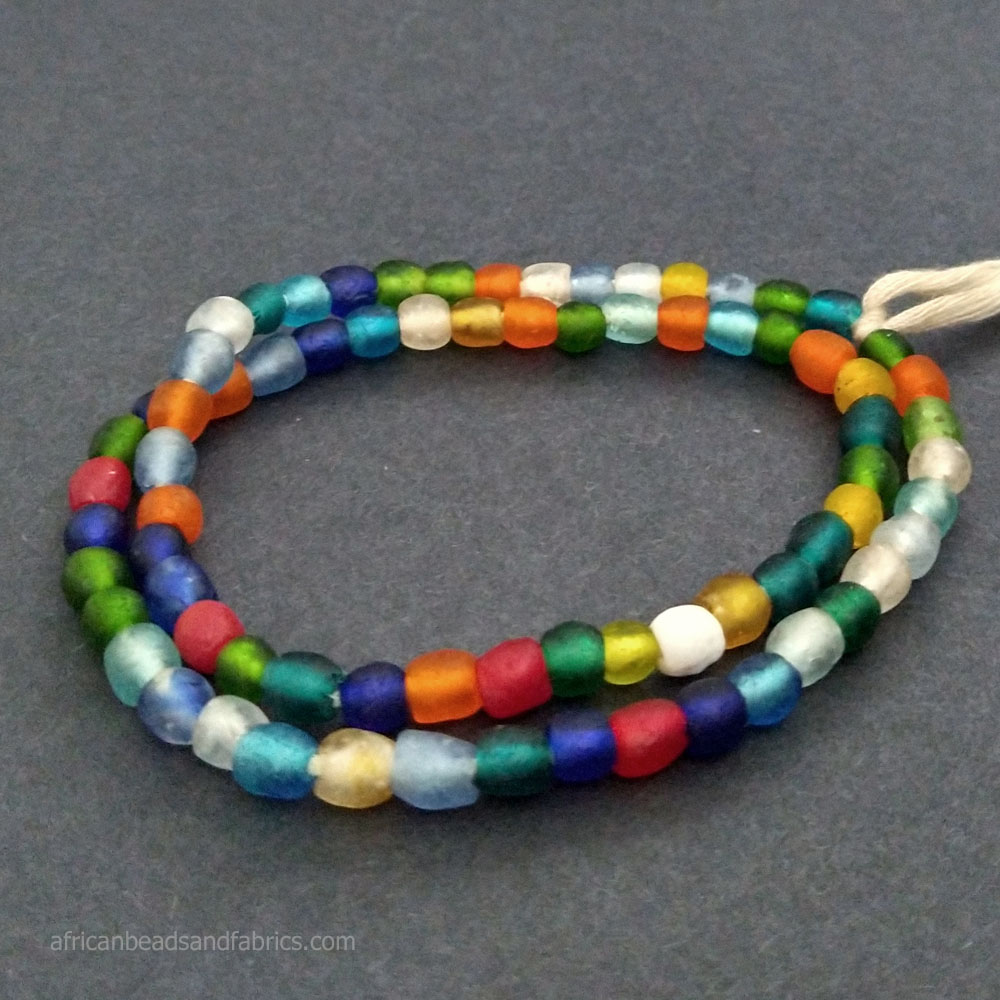 Small African recycled glass beads 7mm Strand 1