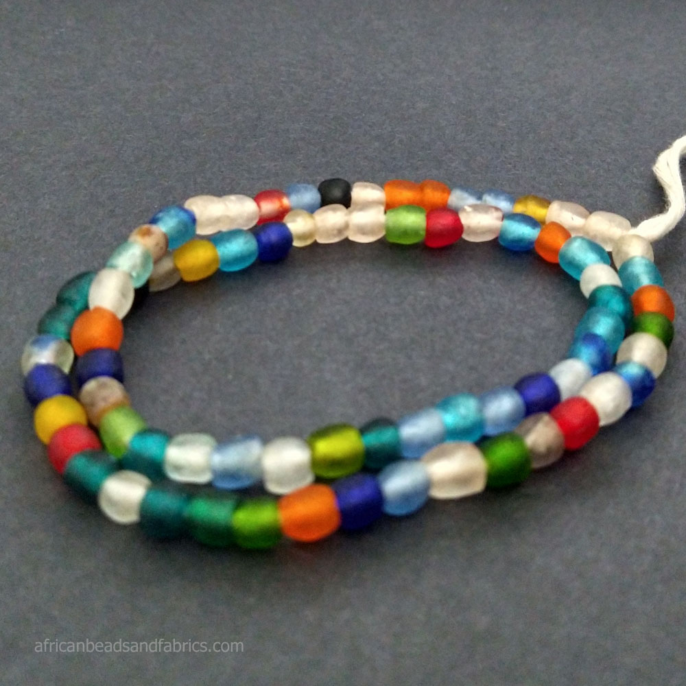 Small African recycled glass beads 7mm Strand 2