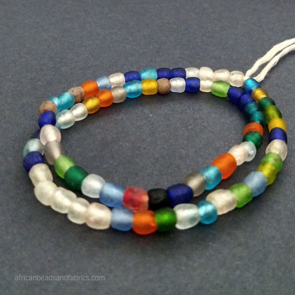 Small African recycled glass beads 7mm Strand 3