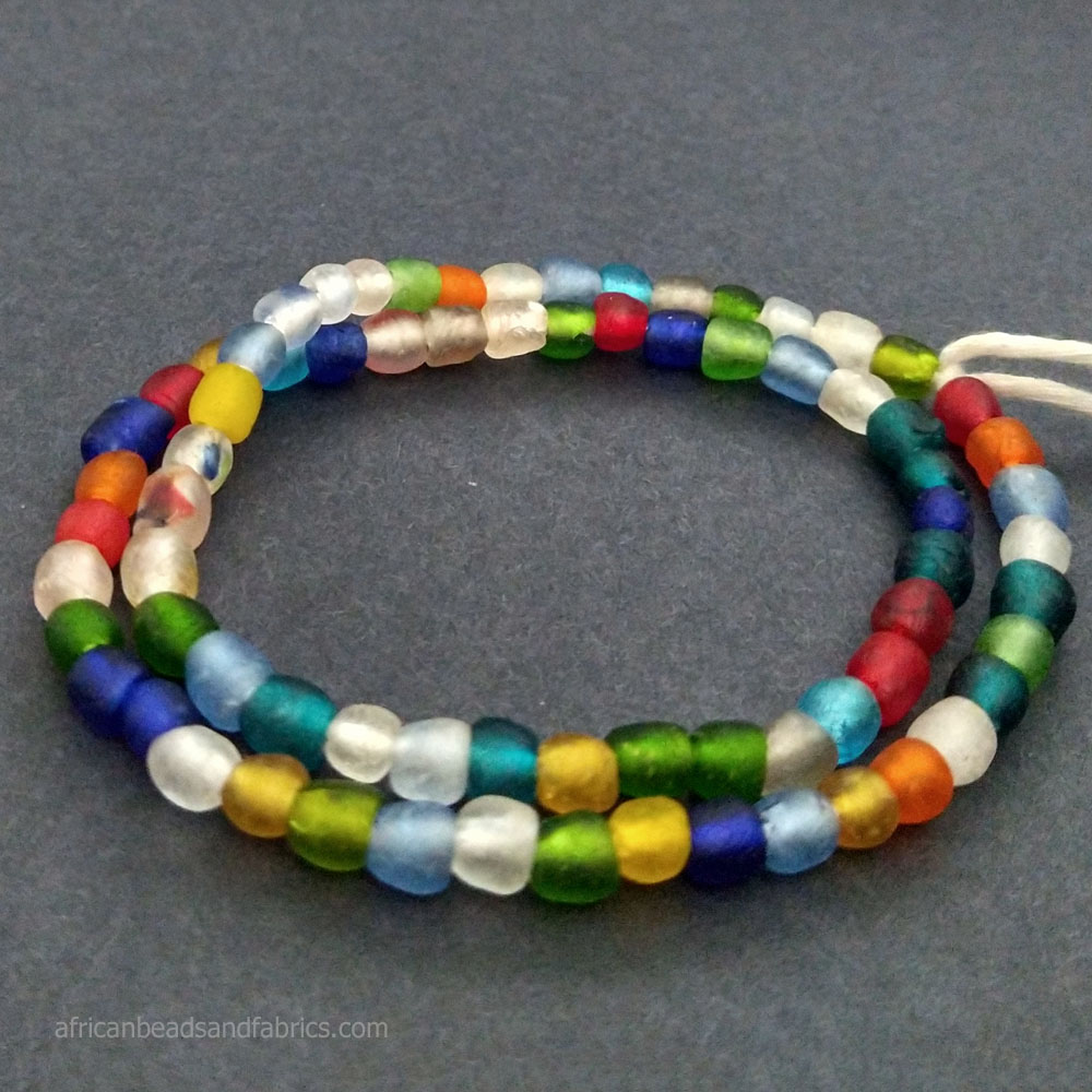 Small African recycled glass beads 7mm Strand 4