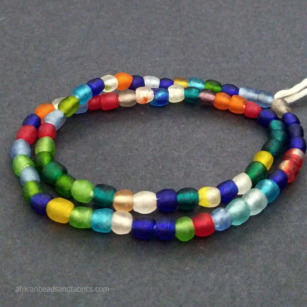 Small African recycled glass beads 7mm Strand 6